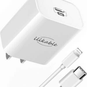 20W iPhone Fast Charger Mfi Certified - ilikable 20W iPhone Charger USB C Wall Plug with 6FT C to Lightning Cable