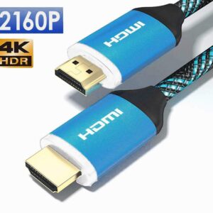 Konex (TM) Braided Black Blue Glowing Light 30 FOOT 30 FT HDMI Cable 4K 60HZ, 2160P