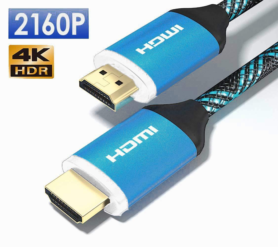 Konex (TM) Braided Black Blue Glowing Light 30 FOOT 30 FT HDMI Cable 4K 60HZ, 2160P